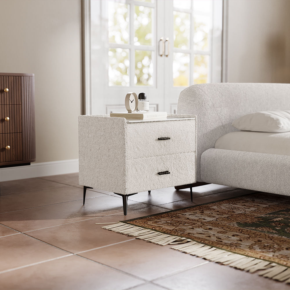 Fully Assemble Beige Pine Wood Nightstands