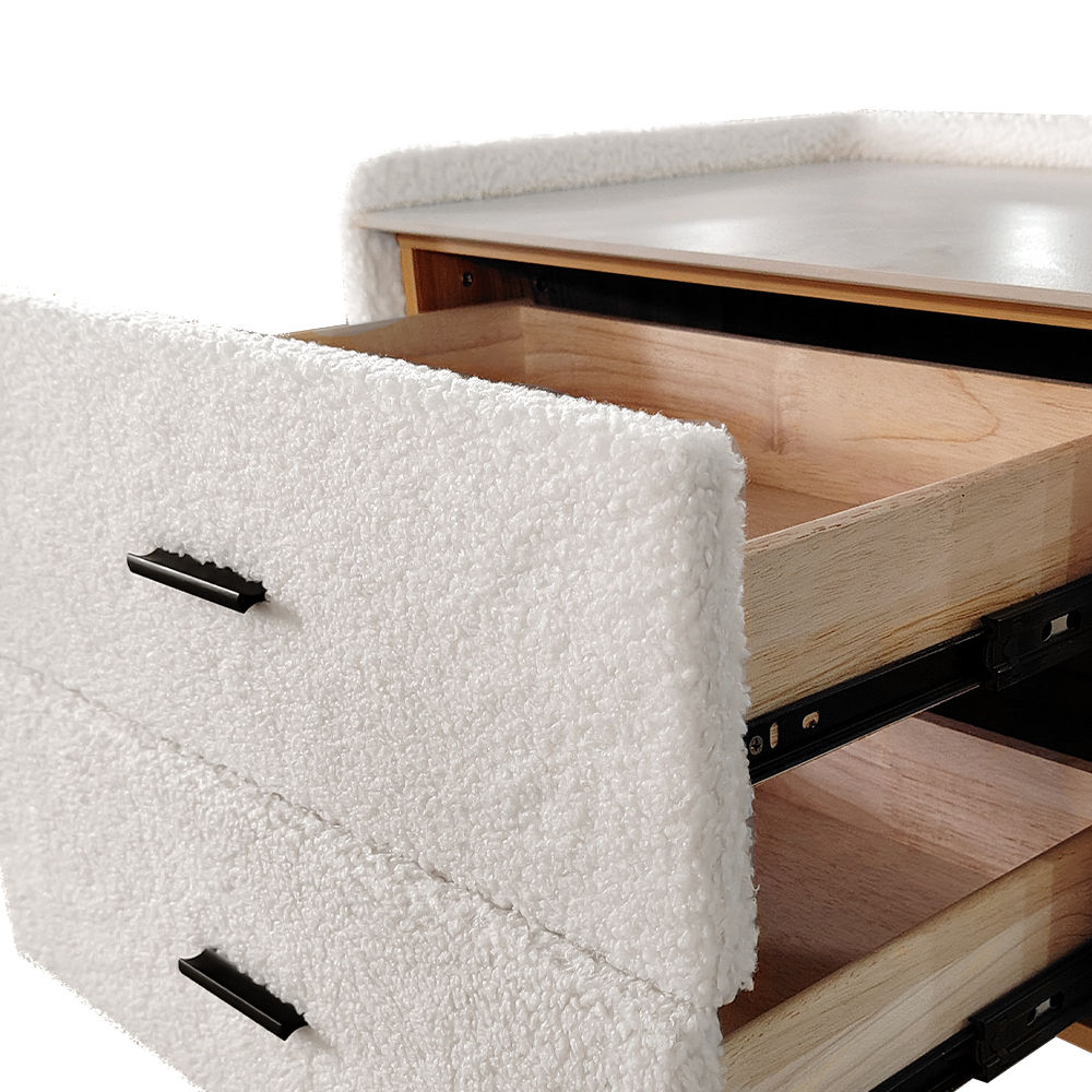 with Drawers Beige Pine Wood Nightstands