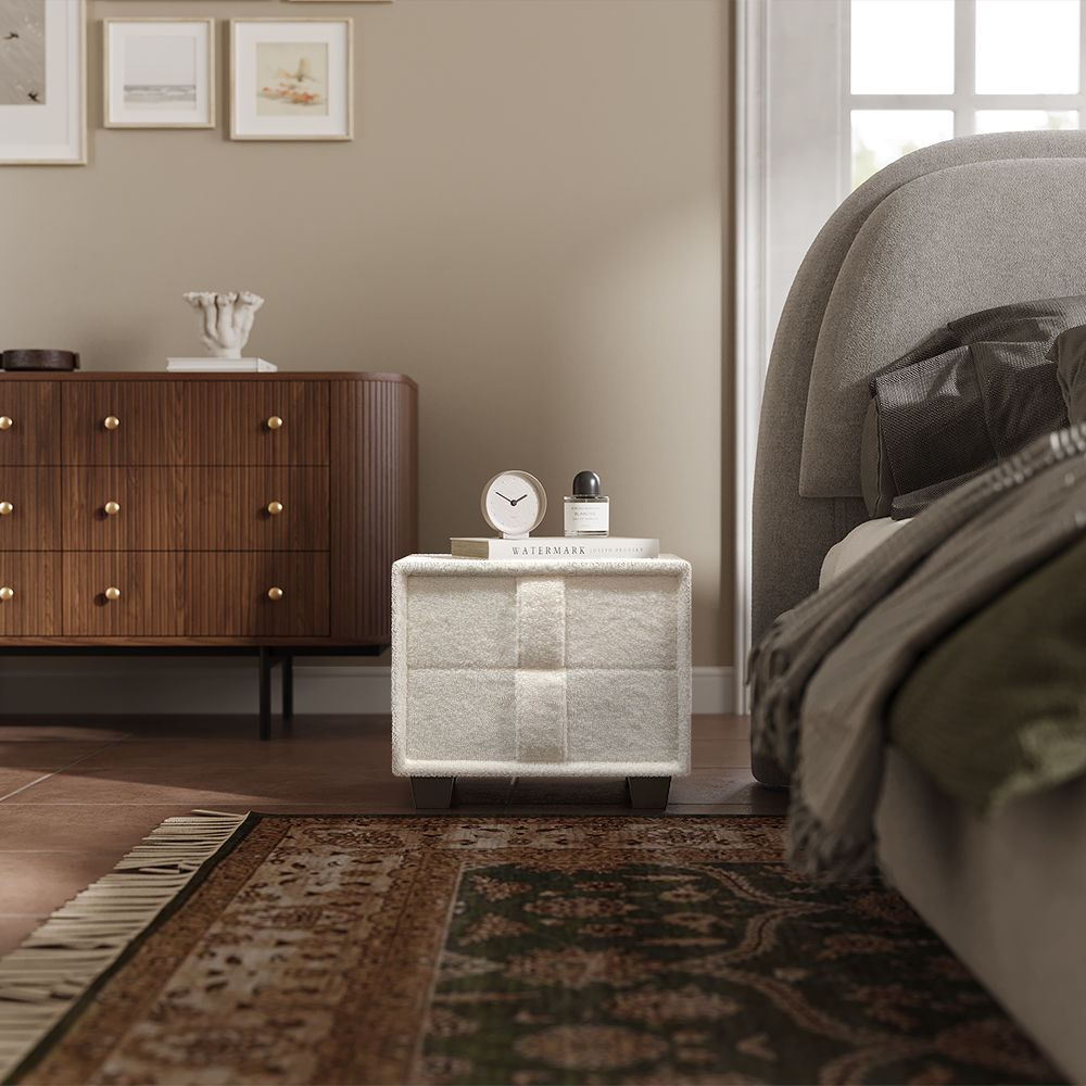 Fully Assemble Beige Pine Wood Nightstands