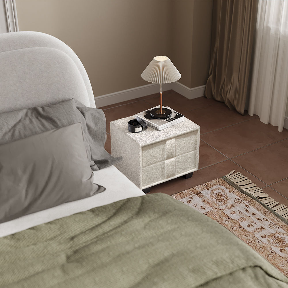 Fully Assemble Beige Pine Wood Nightstands