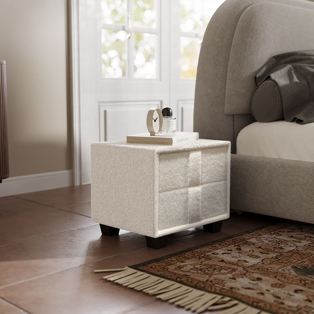 Fully Assemble Beige Pine Wood Nightstands