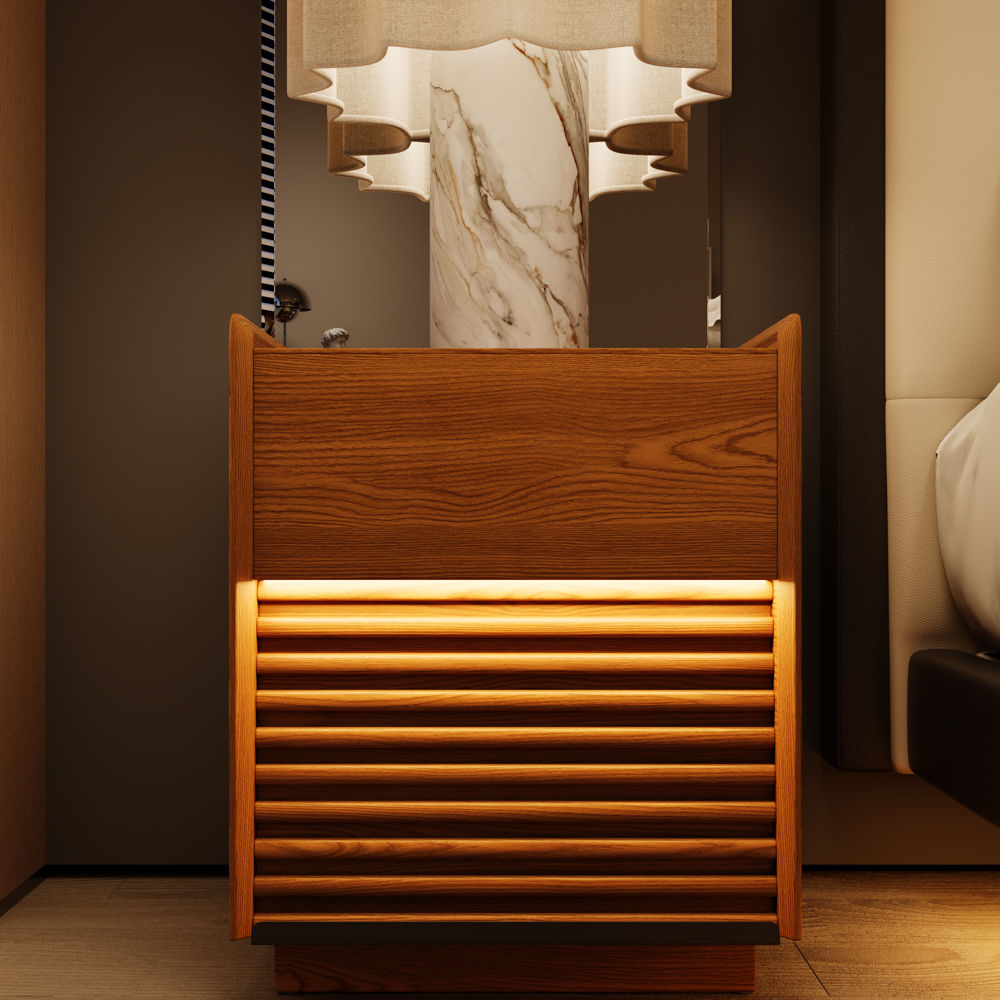On the Ground Walnut Color Plywood Nightstands
