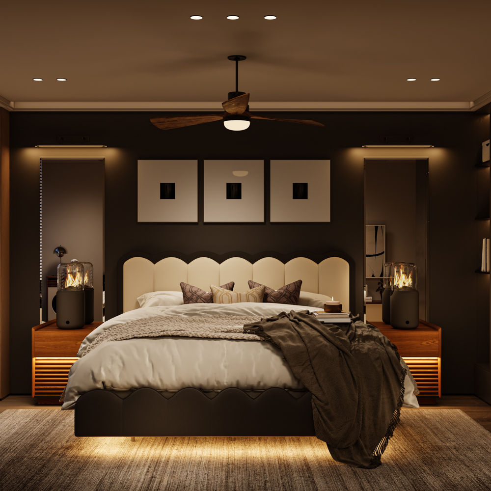 Wood Walnut Color Plywood Nightstands