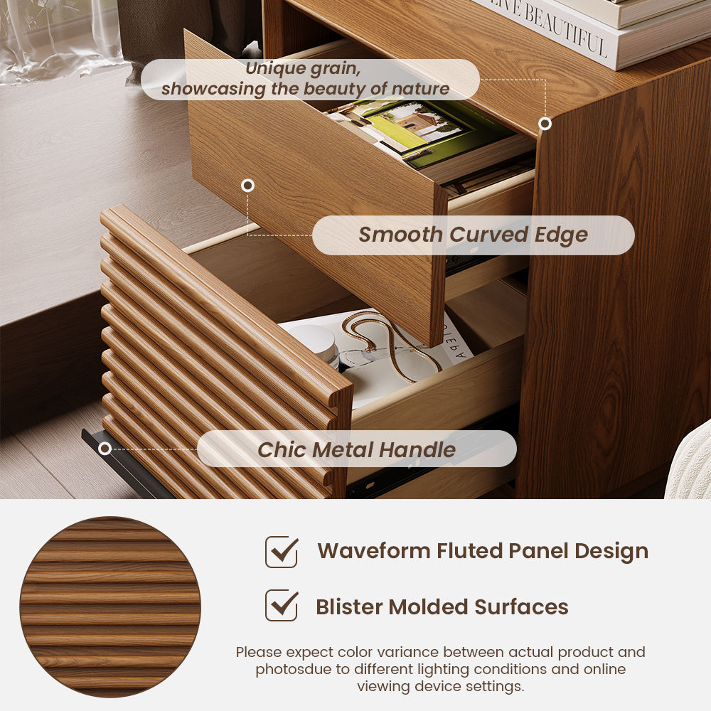 with Light Walnut Color Plywood Nightstands