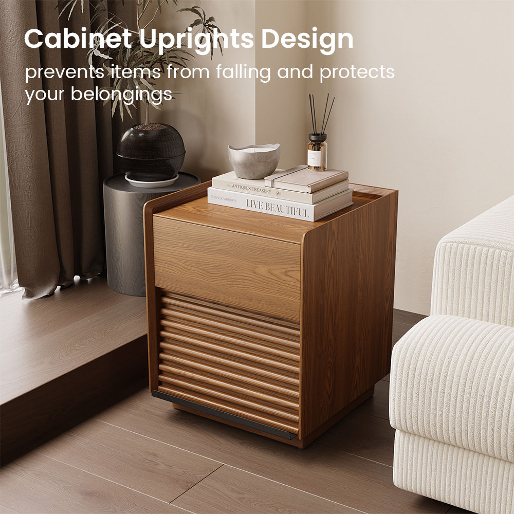 with Drawers Walnut Color Plywood Nightstands