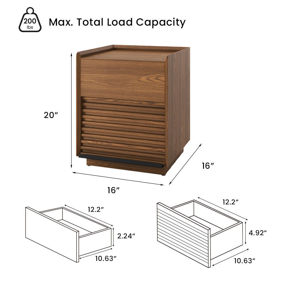 On the Ground Walnut Color Plywood Nightstands