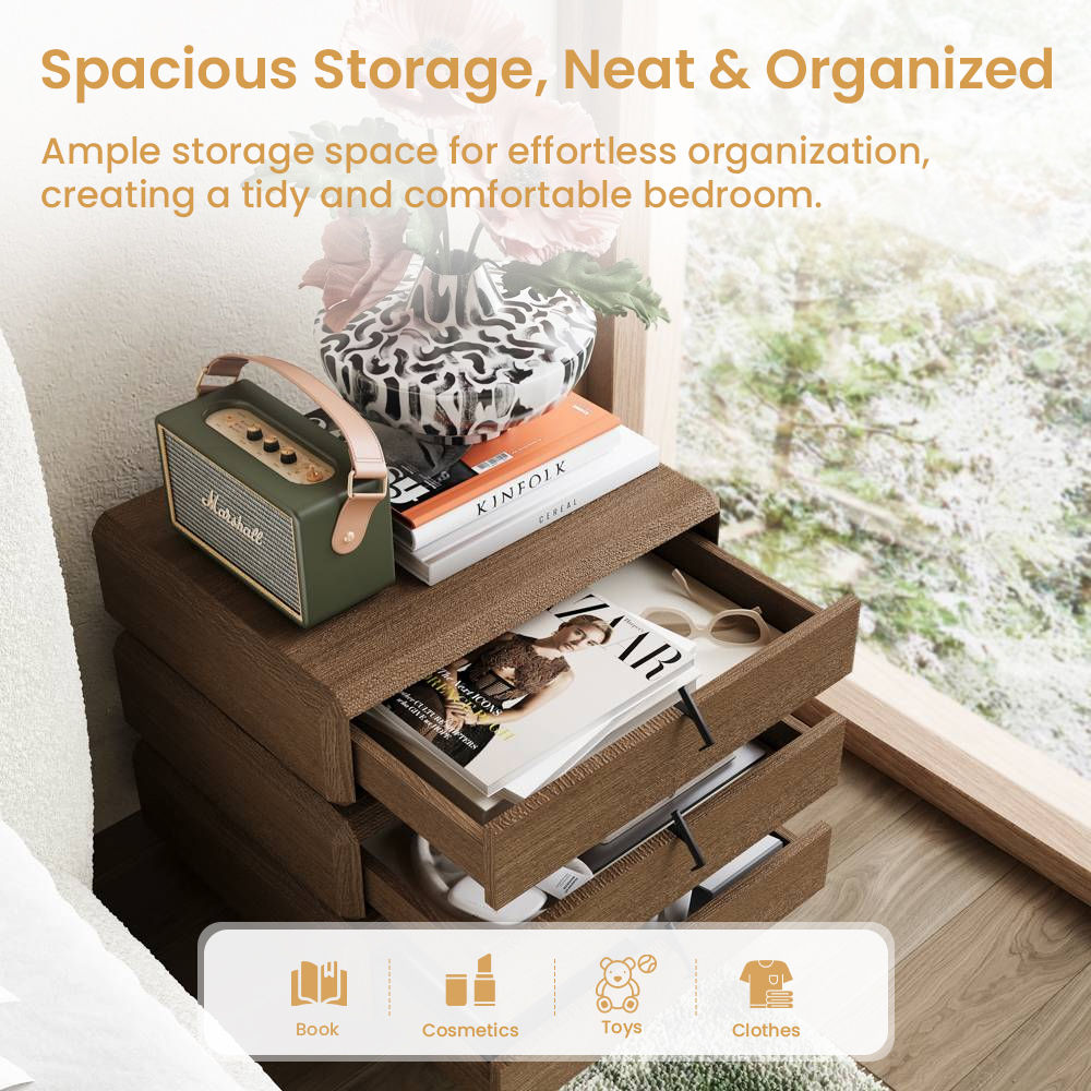 Fully Assemble Walnut Color MDF Nightstands
