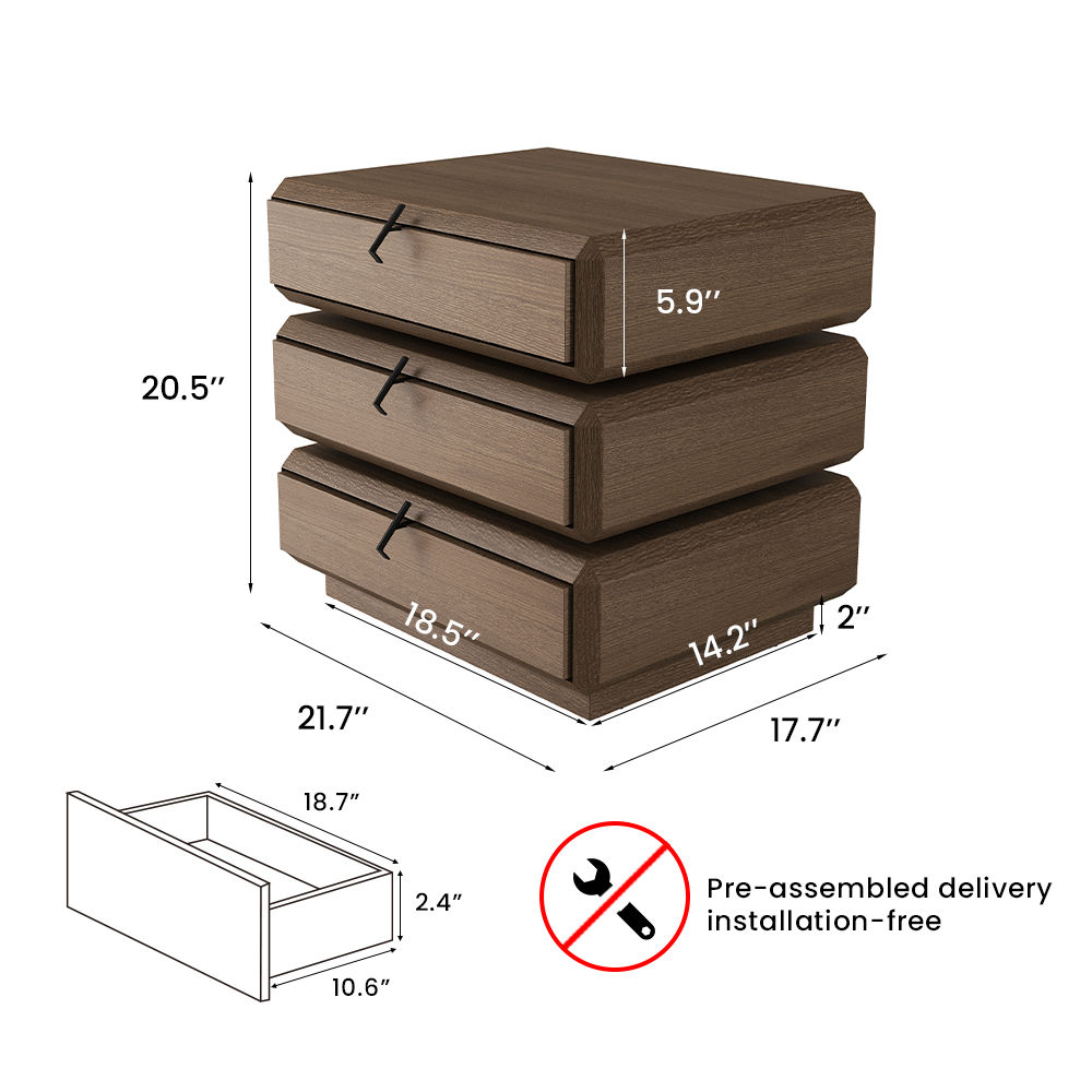 with Drawers Walnut Color MDF Nightstands
