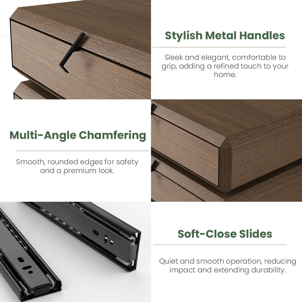 with Drawers Walnut Color MDF Nightstands