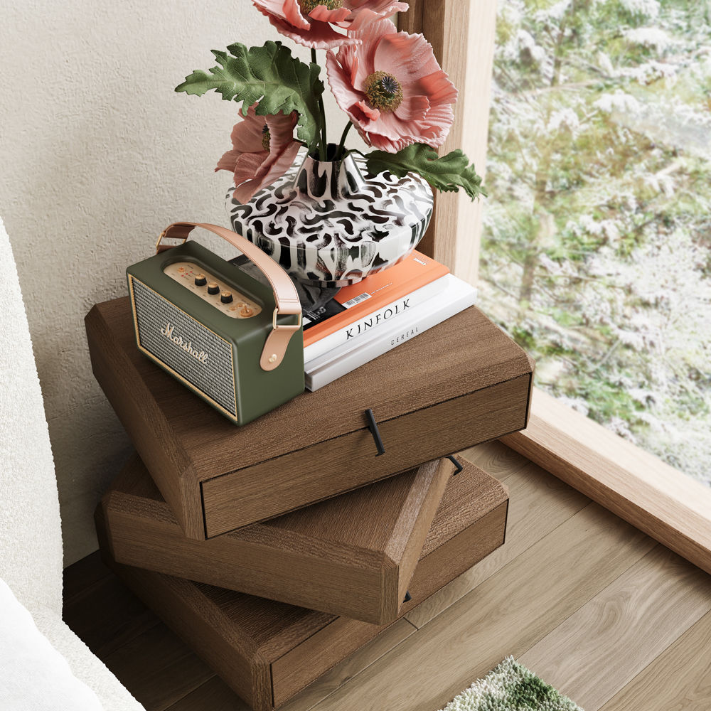 with Drawers Walnut Color MDF Nightstands