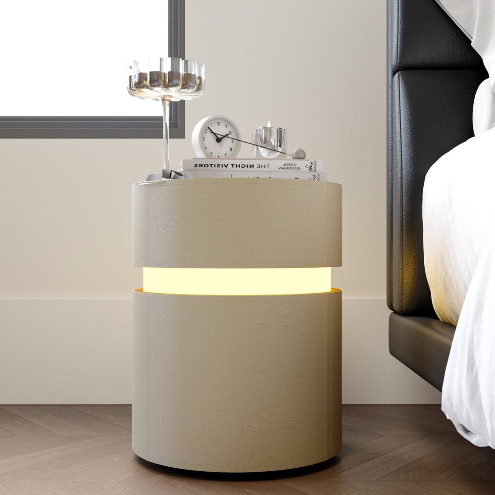 with Storage White & Gray MDF Nightstands