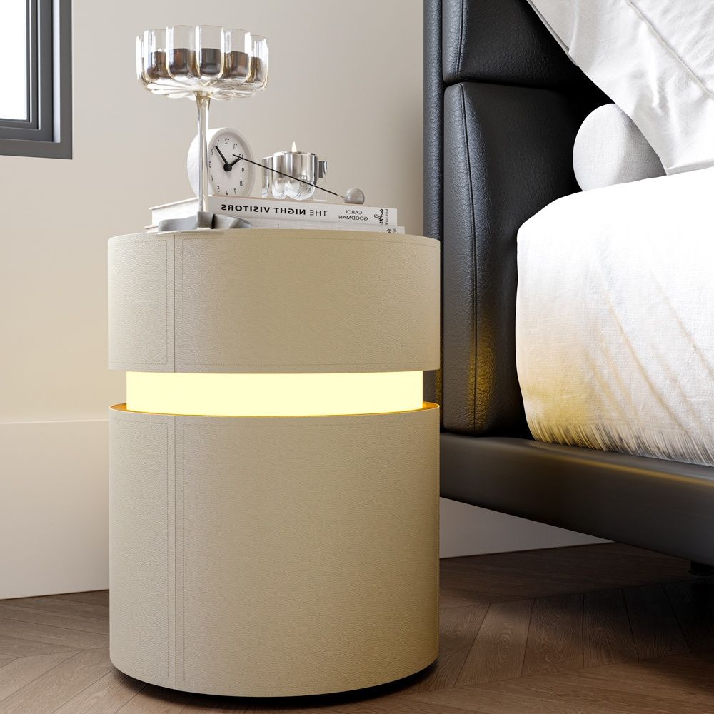 Fully Assemble White & Gray MDF Nightstands
