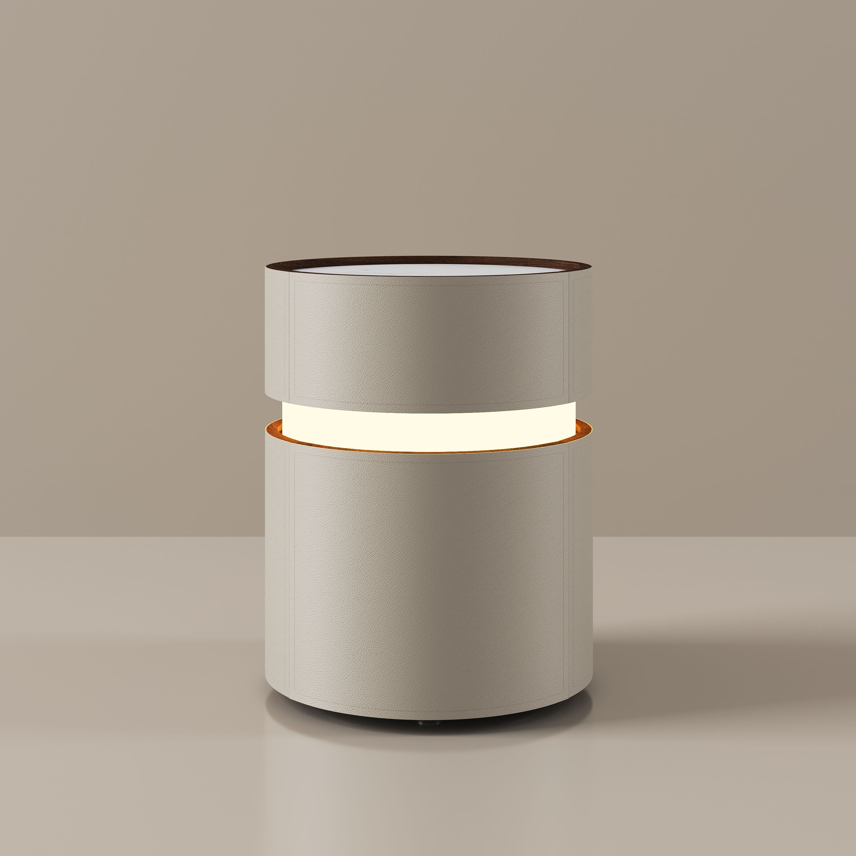 with LED Light White & Gray MDF Nightstands