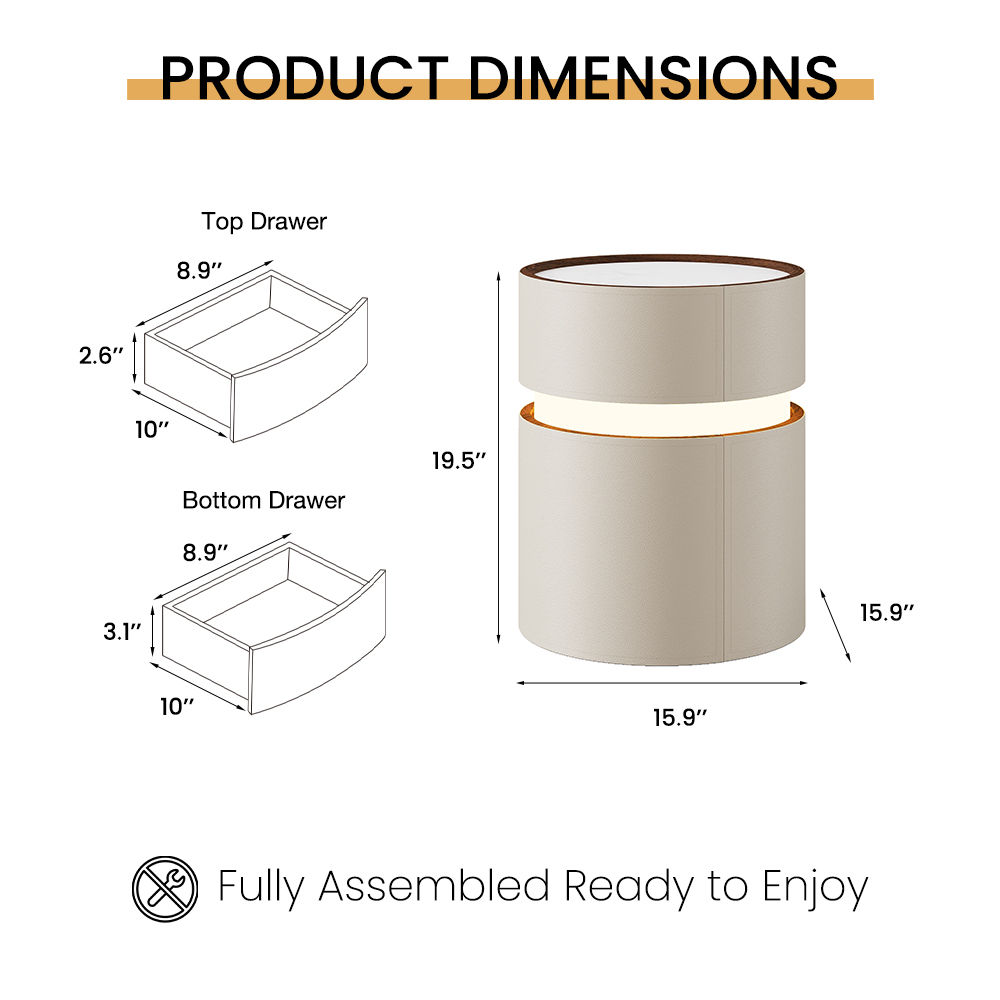 Wood White & Gray MDF Nightstands