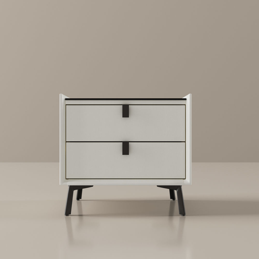 with Storage White & Black MDF Nightstands
