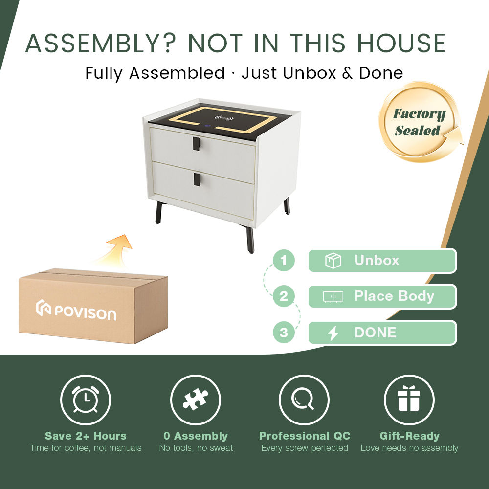 Partly Assemble White & Black MDF Nightstands