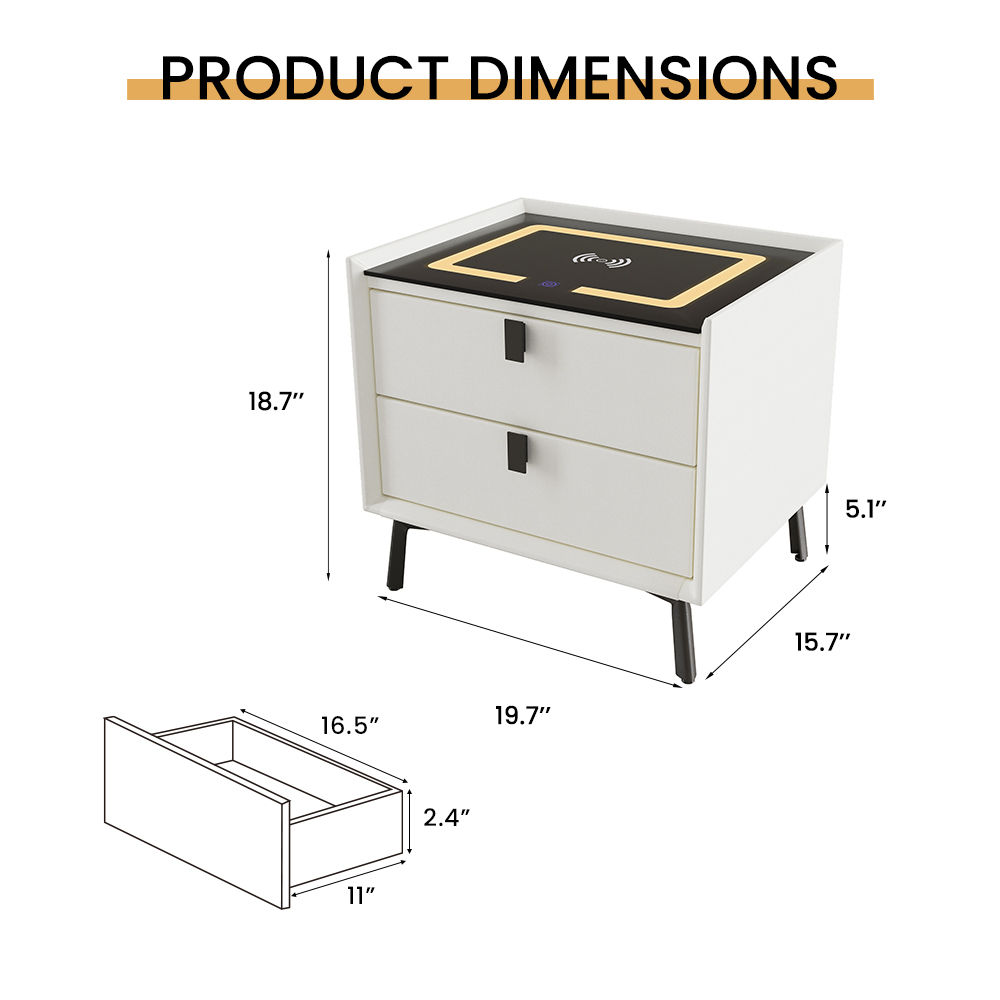 Partly Assemble White & Black MDF Nightstands