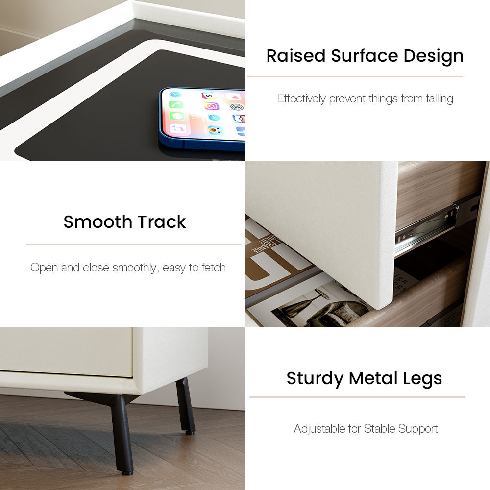 Partly Assemble White & Black MDF Nightstands