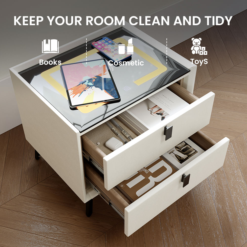 Partly Assemble White & Black MDF Nightstands