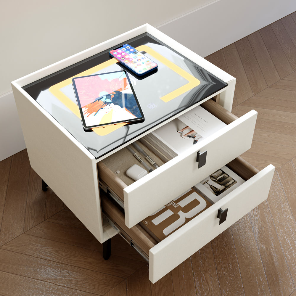 Electric White & Black MDF Nightstands
