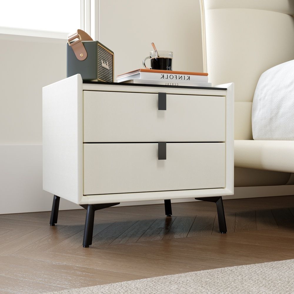 Partly Assemble White & Black MDF Nightstands