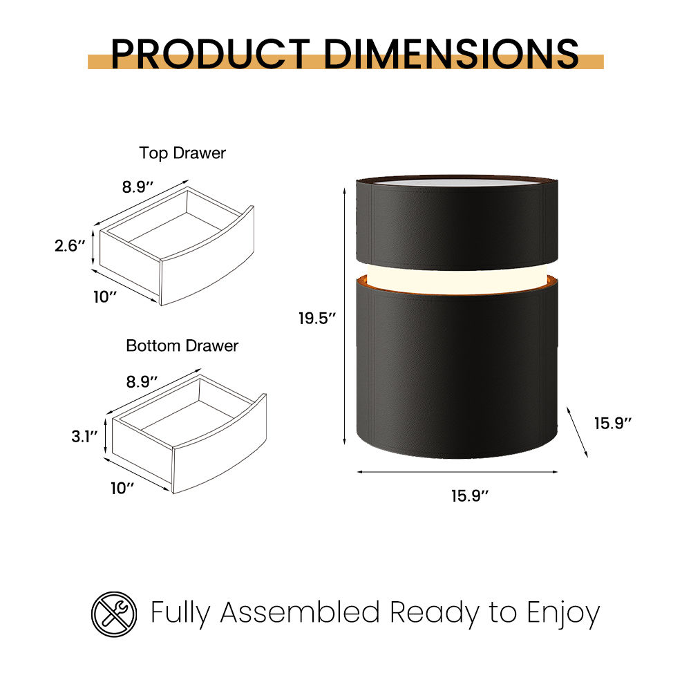 Black MDF Nightstands