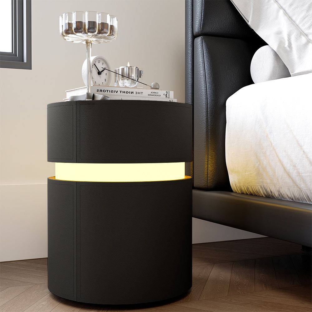 with Storage Black MDF Nightstands