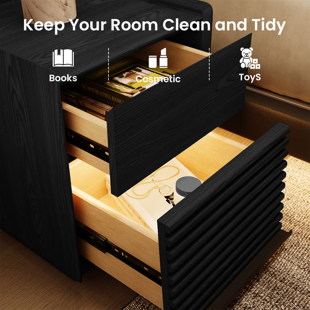 Black Plywood Nightstands