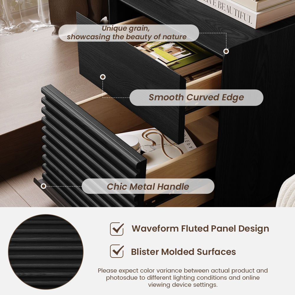Black Plywood Nightstands