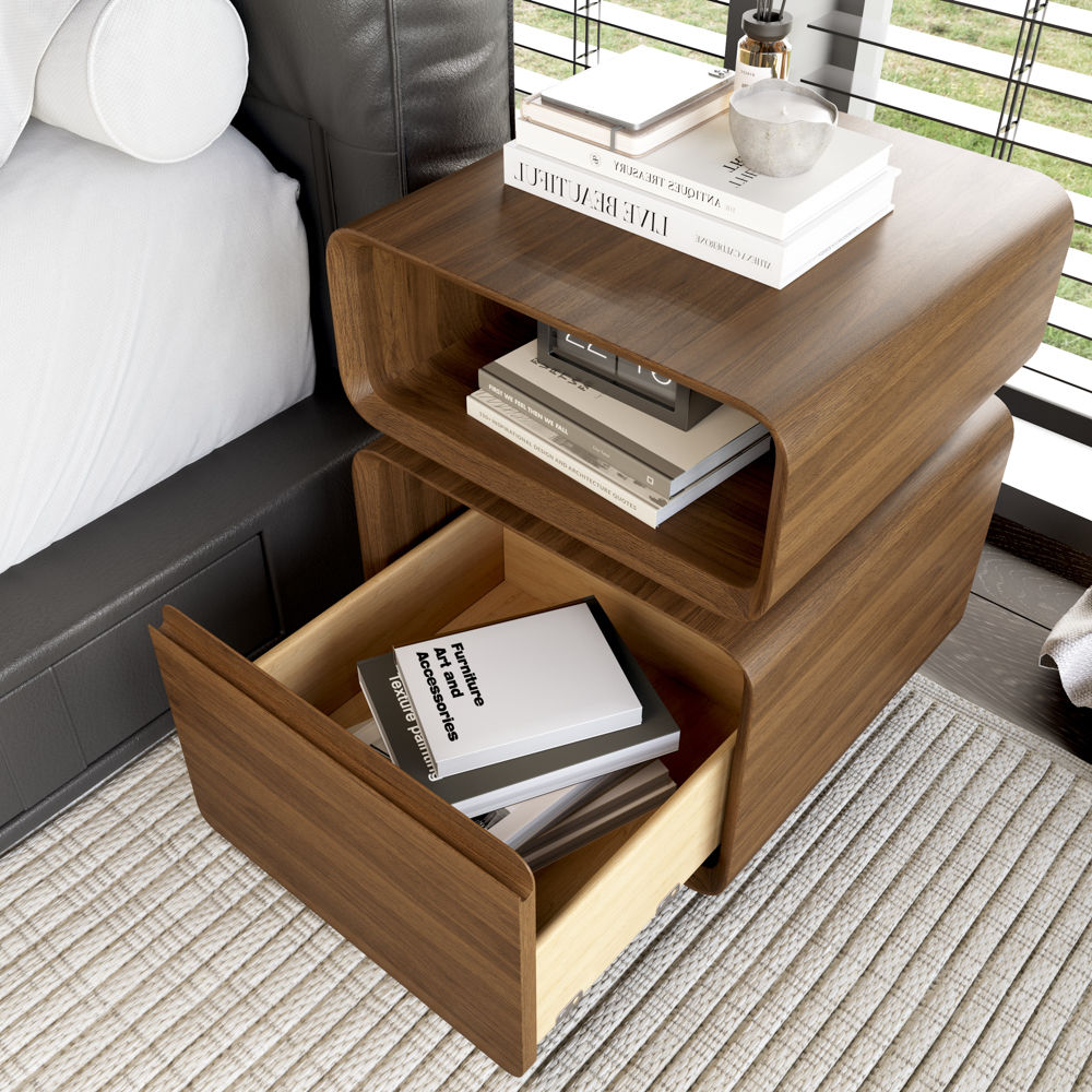 Wood Walnut MDF Nightstands