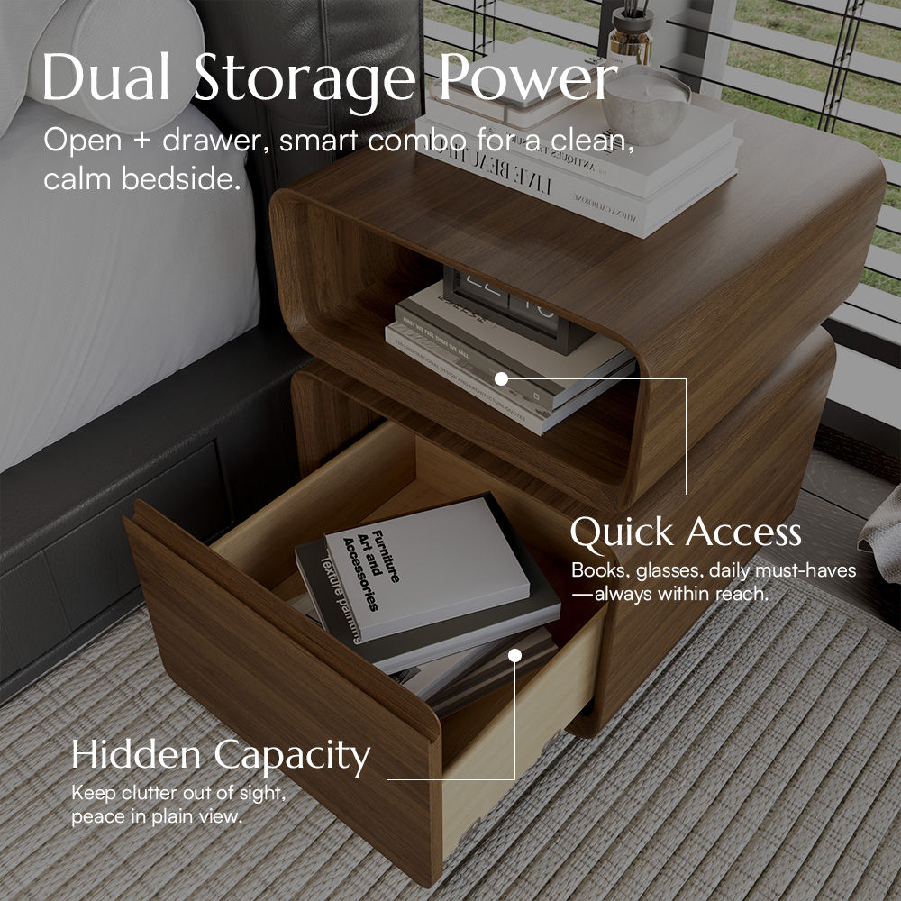 Wood Walnut MDF Nightstands