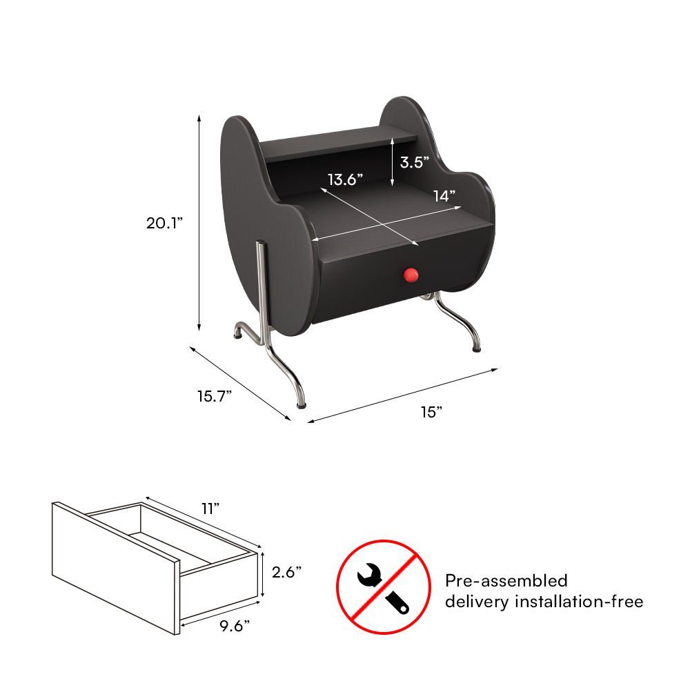 Black Plywood Nightstands