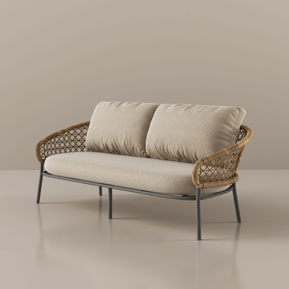 Khaki & Brown Aluminium Alloy Outdoor Sofas