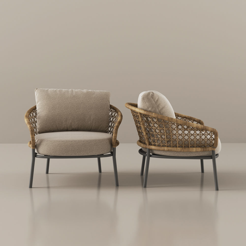Khaki & Brown Aluminium Alloy Outdoor Sofas