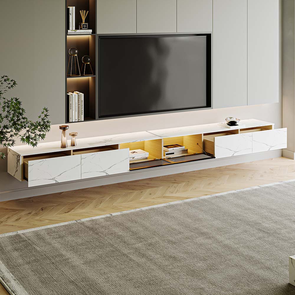 White Sintered Stone TV Stands