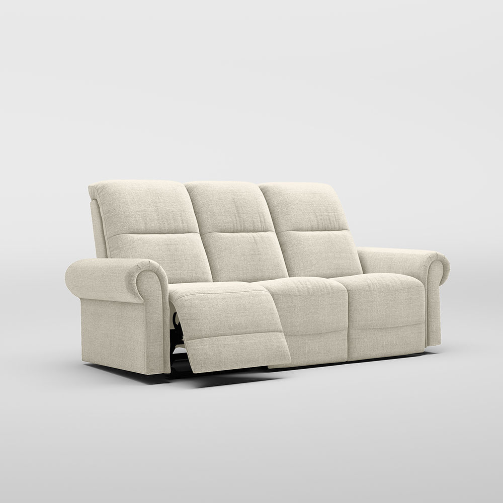 3 Seaters Beige 100% Polyester Blend Power Reclining Sofas