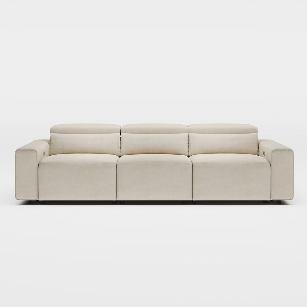 Modern Minimalist Beige Fabric Power Reclining Sofas
