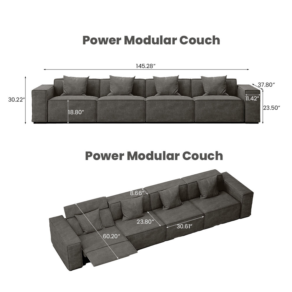Dark Gray Fabric Power Reclining Sofas