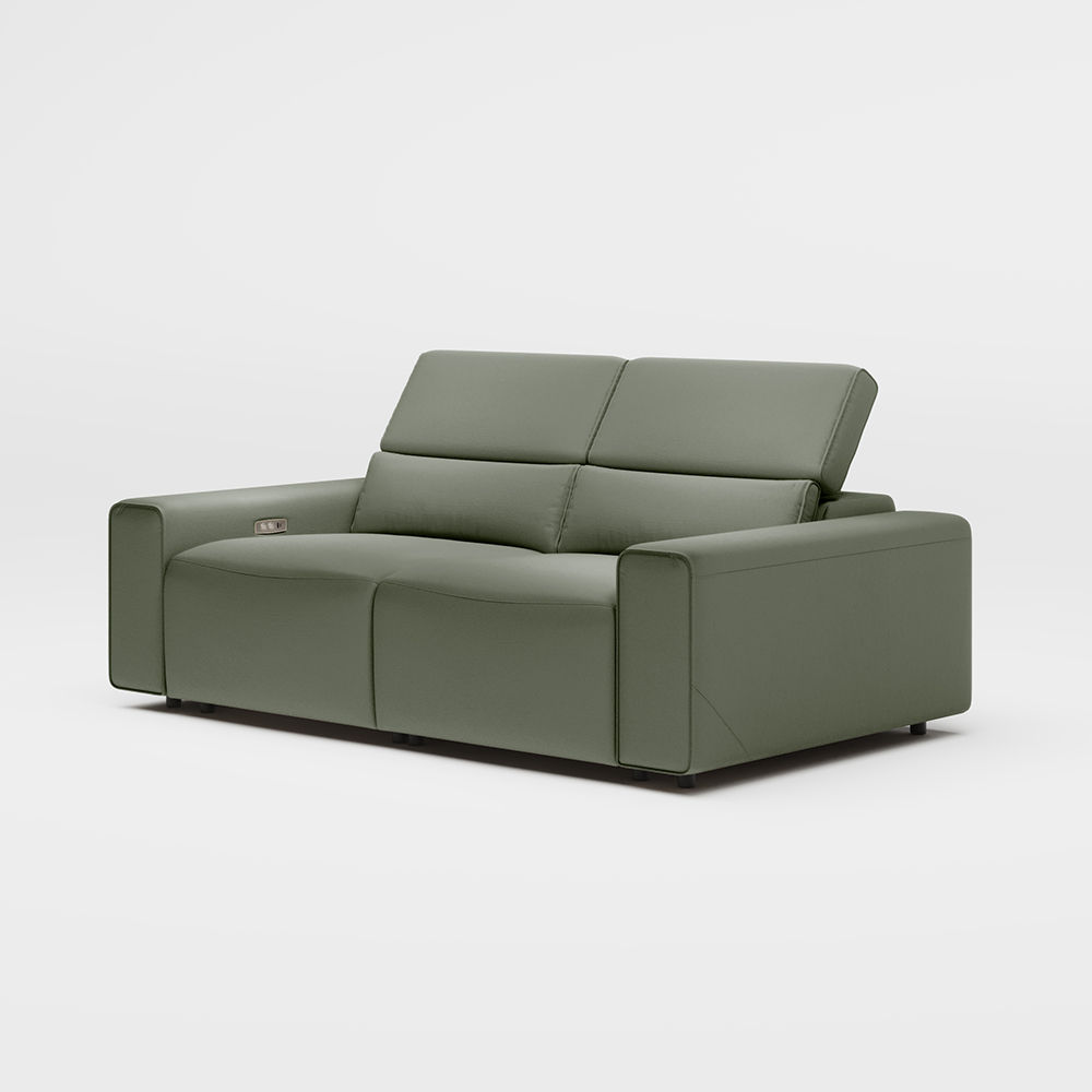 Modern Dark Green Eco-friendly Microfiber Leather Power Reclining Sofas