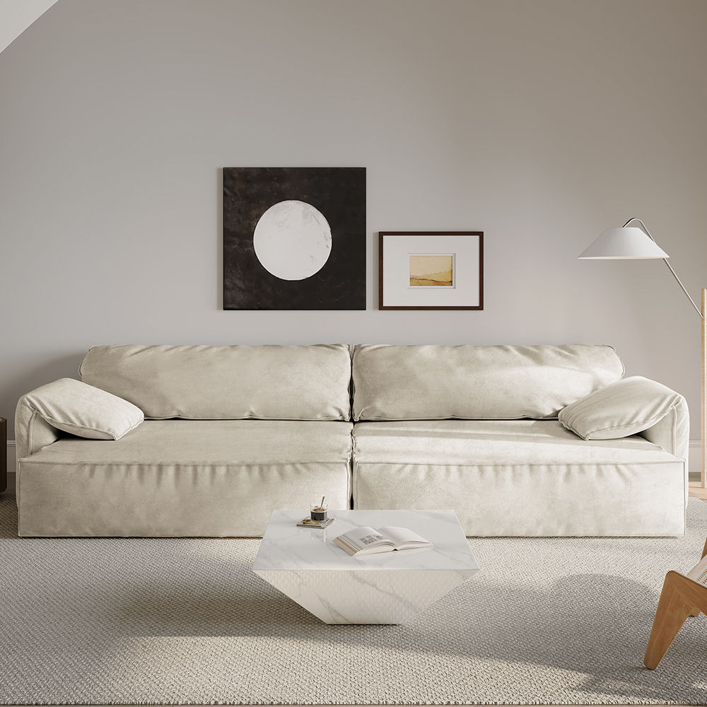 Memory Foam Beige Fabric Power Reclining Sofas