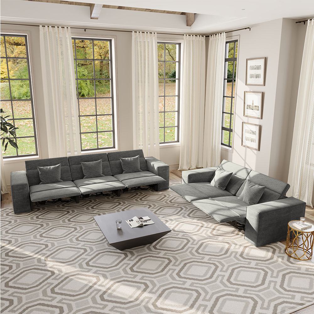 Dark Gray Fabric Power Reclining Sofas