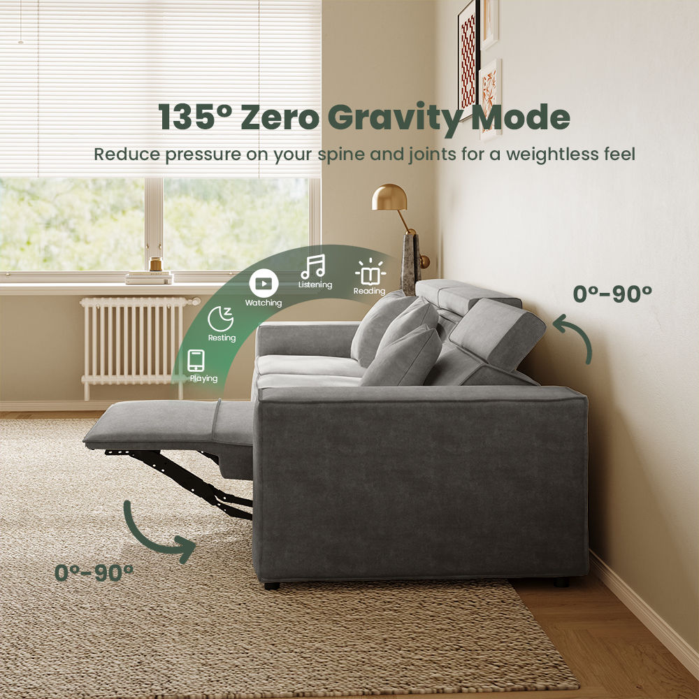 Dark Gray Fabric Power Reclining Sofas