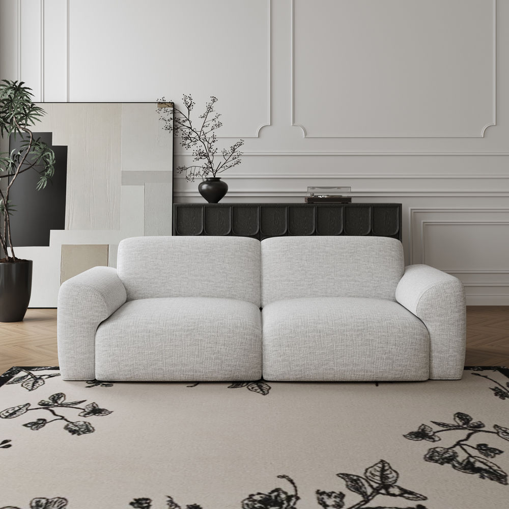 Apartment Light Gray Chenille Fabric Power Reclining Sofas