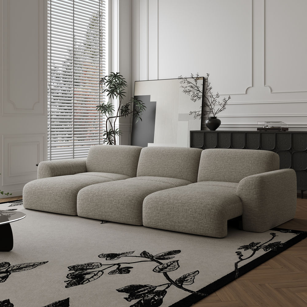 Modular Light Brown Chenille Fabric Power Reclining Sofas