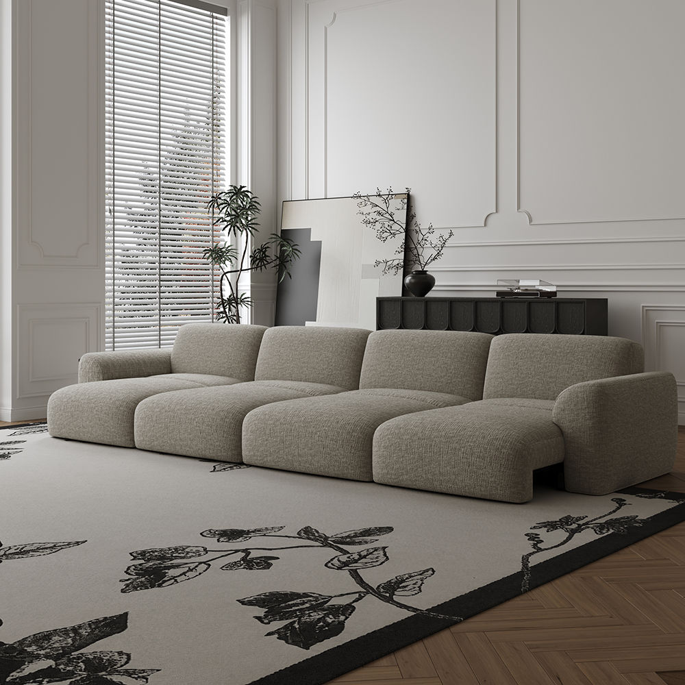 Modern Luxury Light Brown Chenille Fabric Power Reclining Sofas