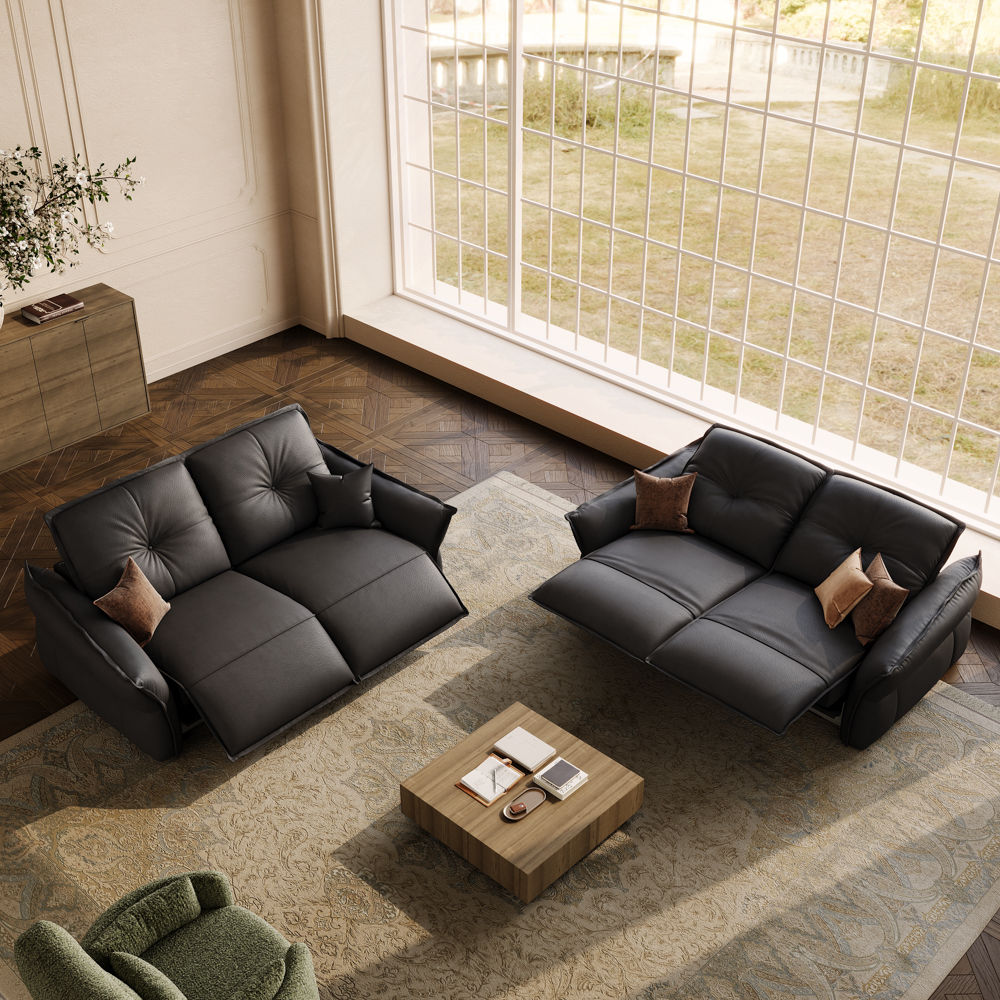 Marlowe Black Top Grain Leather Power Reclining Sofas