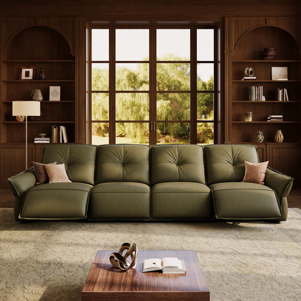 Marlowe Green Top Grain Leather Power Reclining Sofas