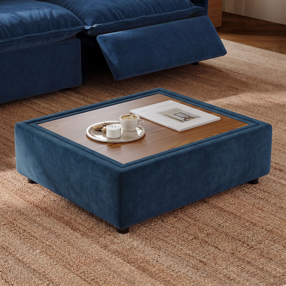 with Shelf Navy Blue Pet-Friendly Fabric Modular Sofas