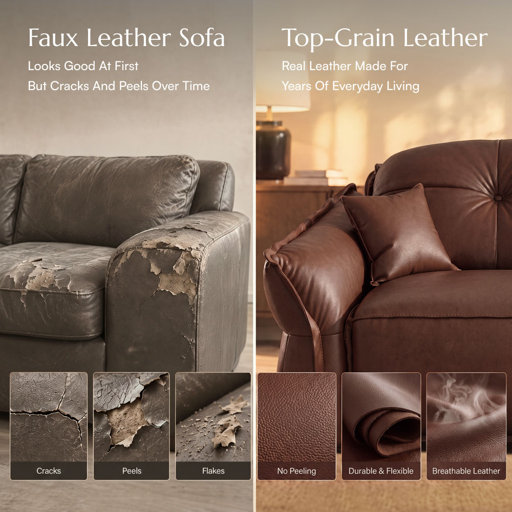 Pillow Armrest Dark Brown Top Grain Leather Power Reclining Sofas
