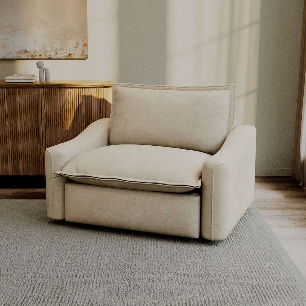Recliner Beige Pet-Friendly Fabric Recliners
